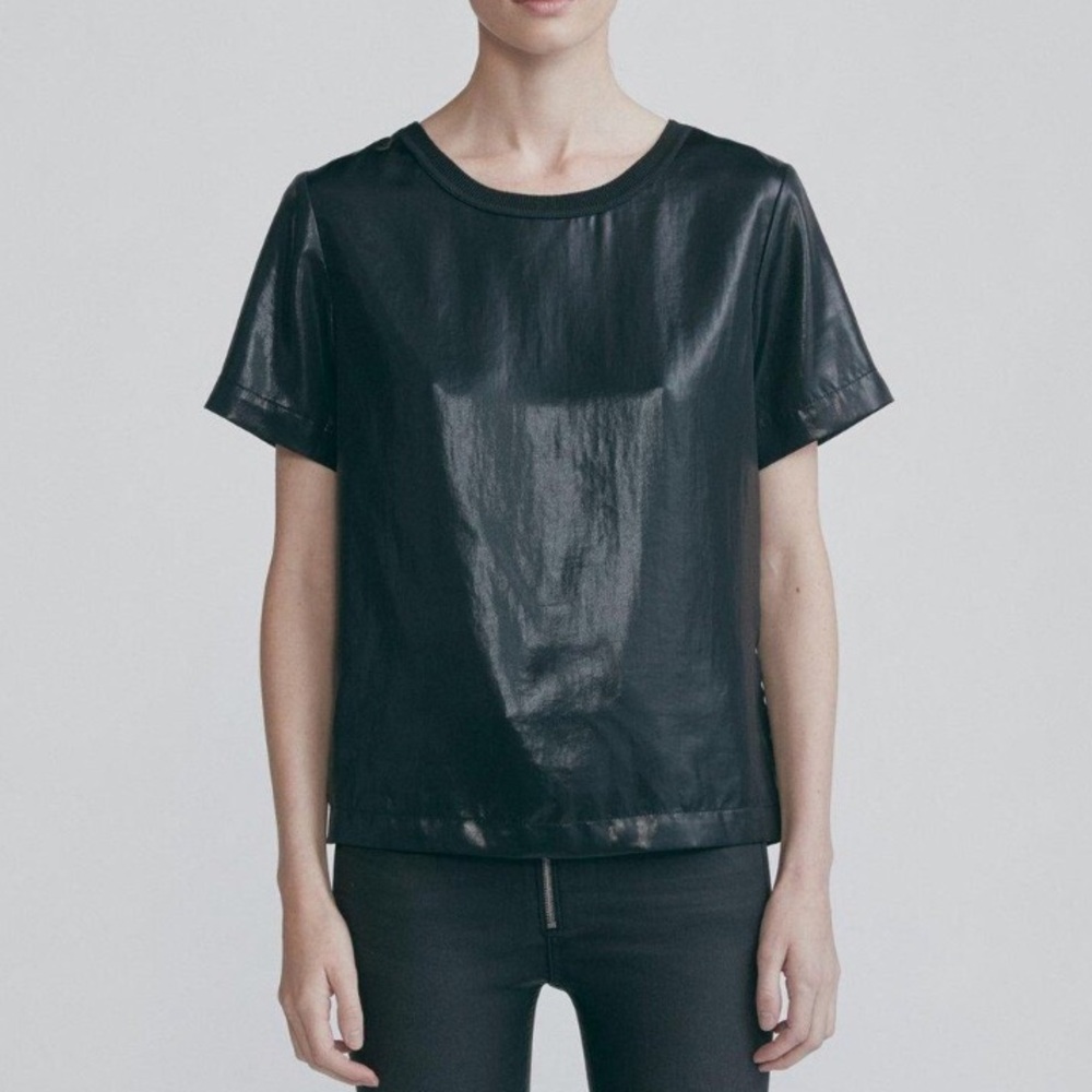 rag & bone Sloane Metallic Crewneck Tee Black M